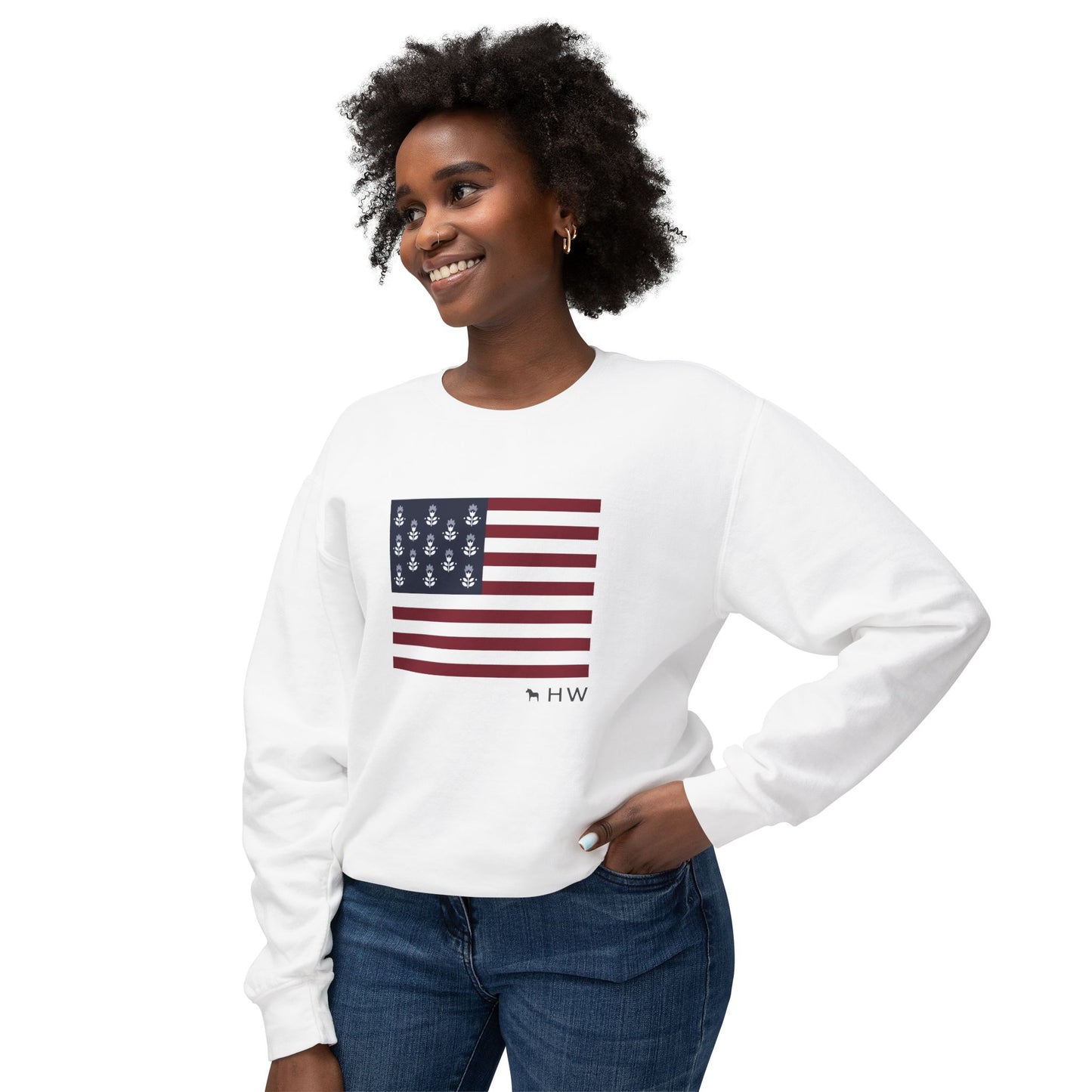 Flag Lightweight Sweatshirt for Memorial Day and 4th of July