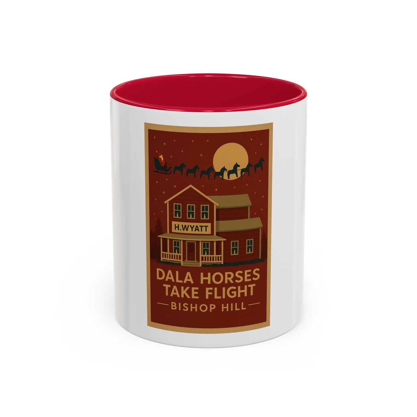 Dala Horses Take Flight Mug — Vintage Western Poster Coffee Cup (11oz/15oz)