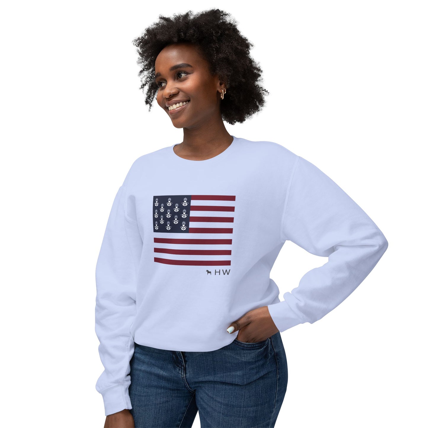 Flag Lightweight Sweatshirt for Memorial Day and 4th of July