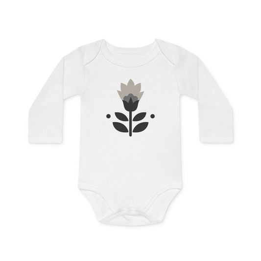 Floral Baby Bodysuit - Organic Long-Sleeve Infant Outfit for Newborns