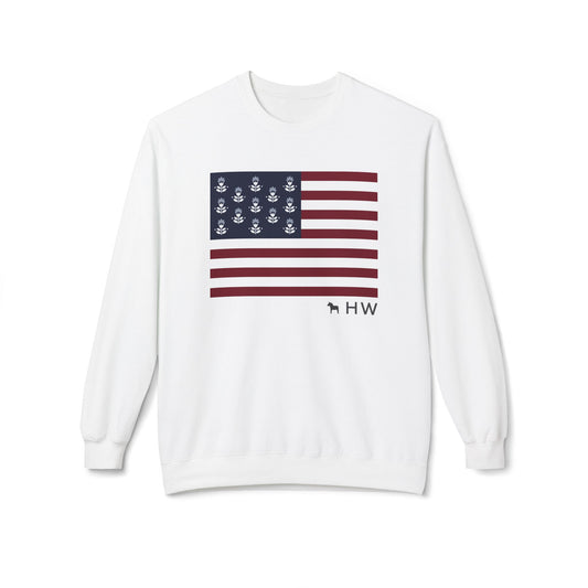 Classic Americana Crewneck Sweatshirt with Flag Design