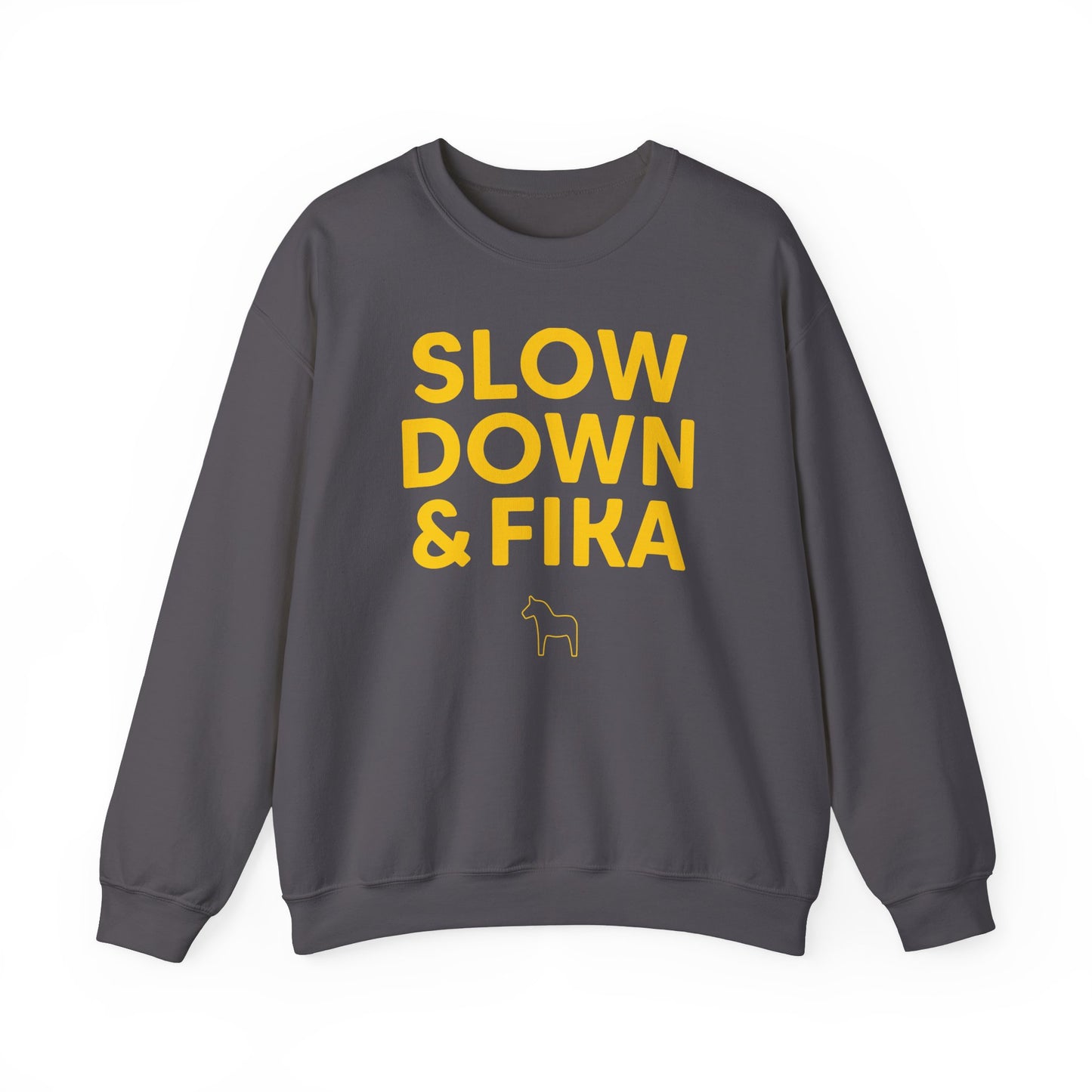 SLOW DOWN & FIKA Horse Unisex Heavy Blend™ Crewneck Sweatshirt