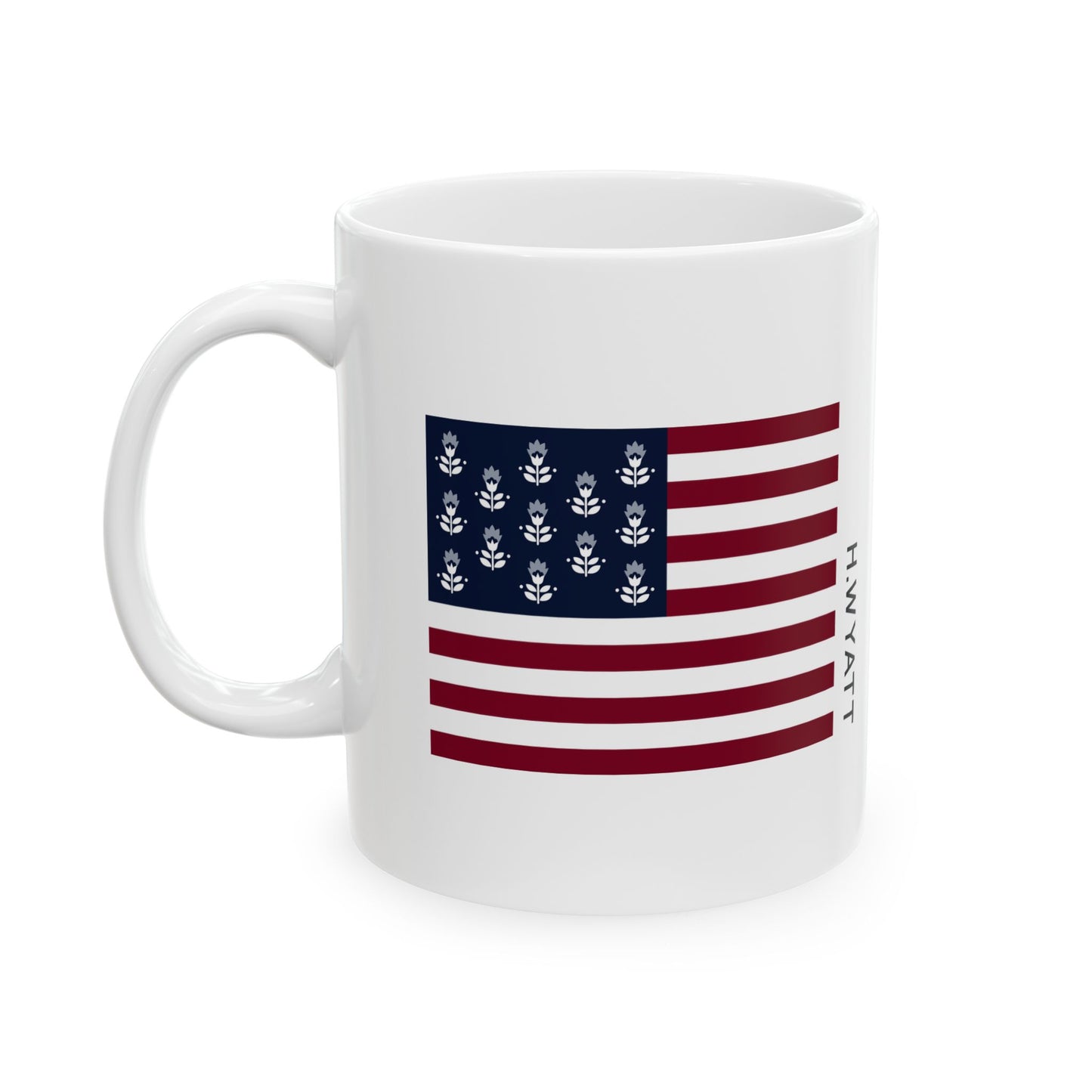 Personalized American Flag Ceramic Mug - Customizable 11oz & 15oz