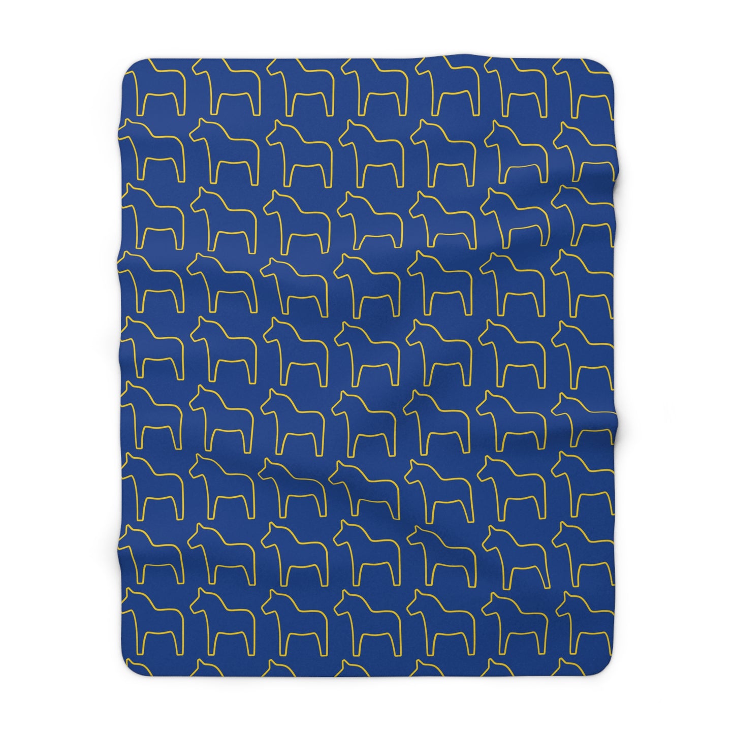 Sherpa Fleece Blanket - Scandinavian Dala Horse Design