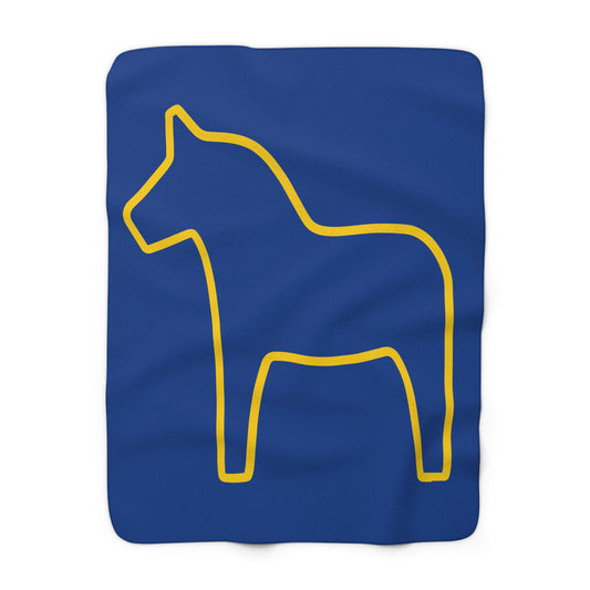 Sherpa Blanket with Modern Scandinavian Design and Dala Horse Logo