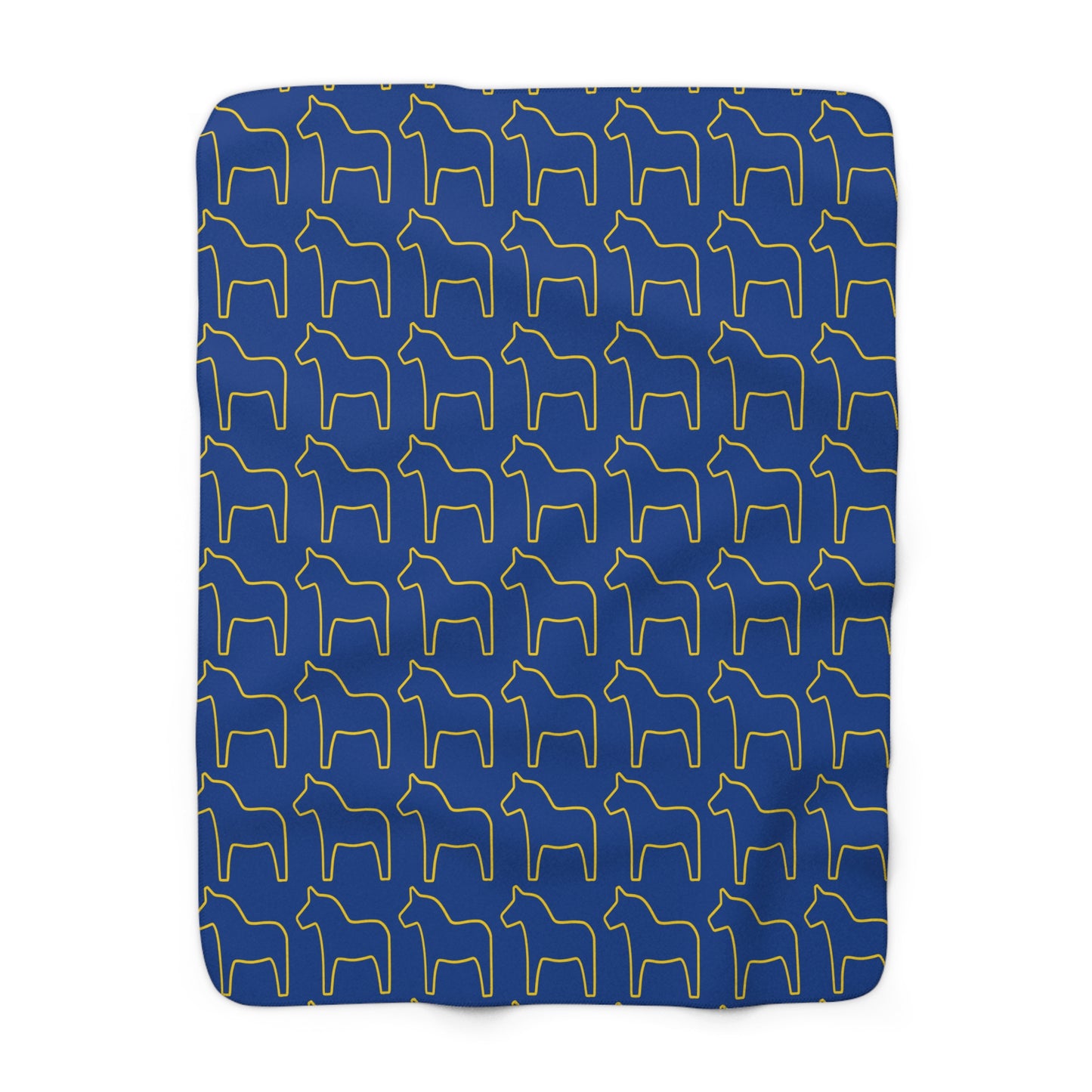 Sherpa Fleece Blanket - Scandinavian Dala Horse Design