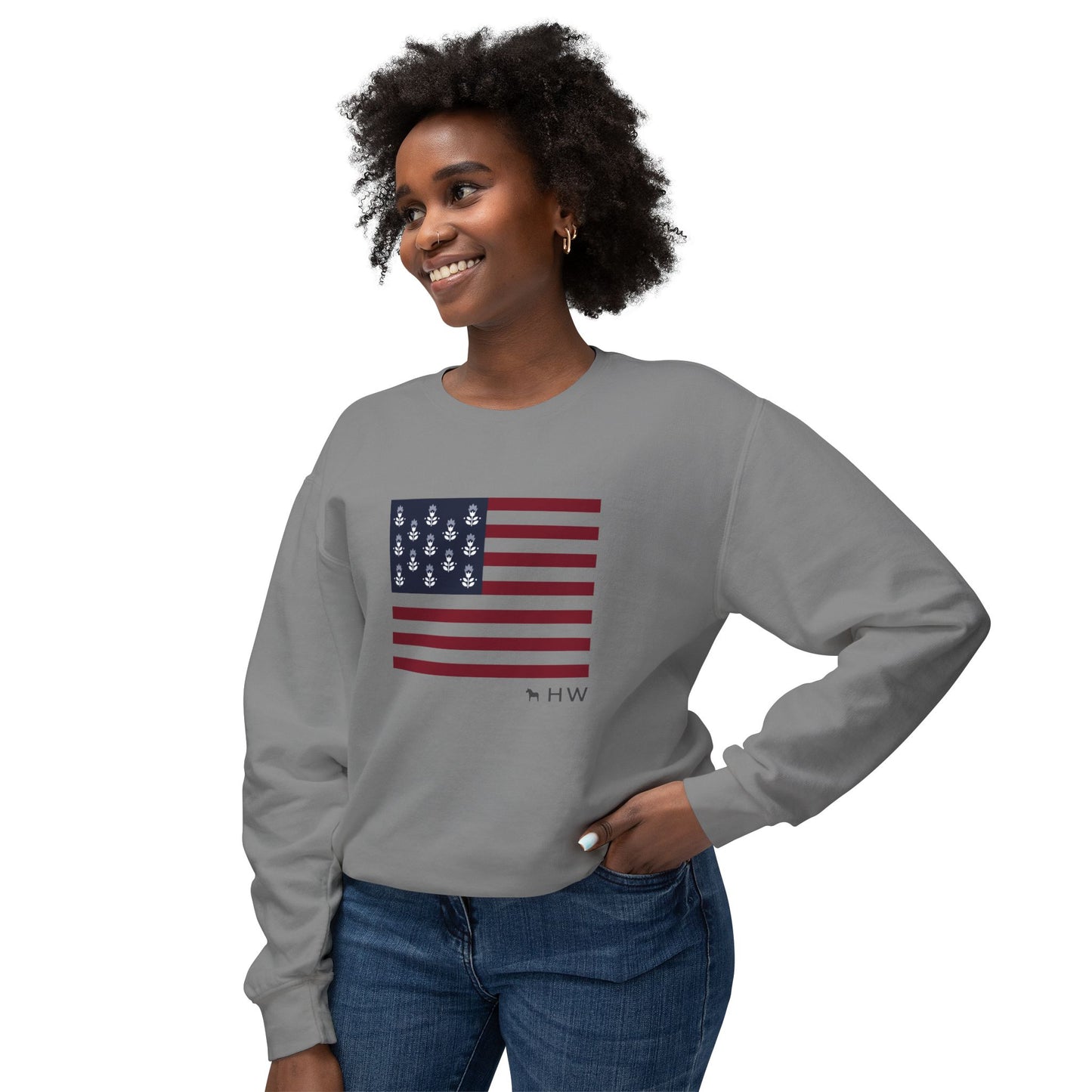 Flag Lightweight Sweatshirt for Memorial Day and 4th of July