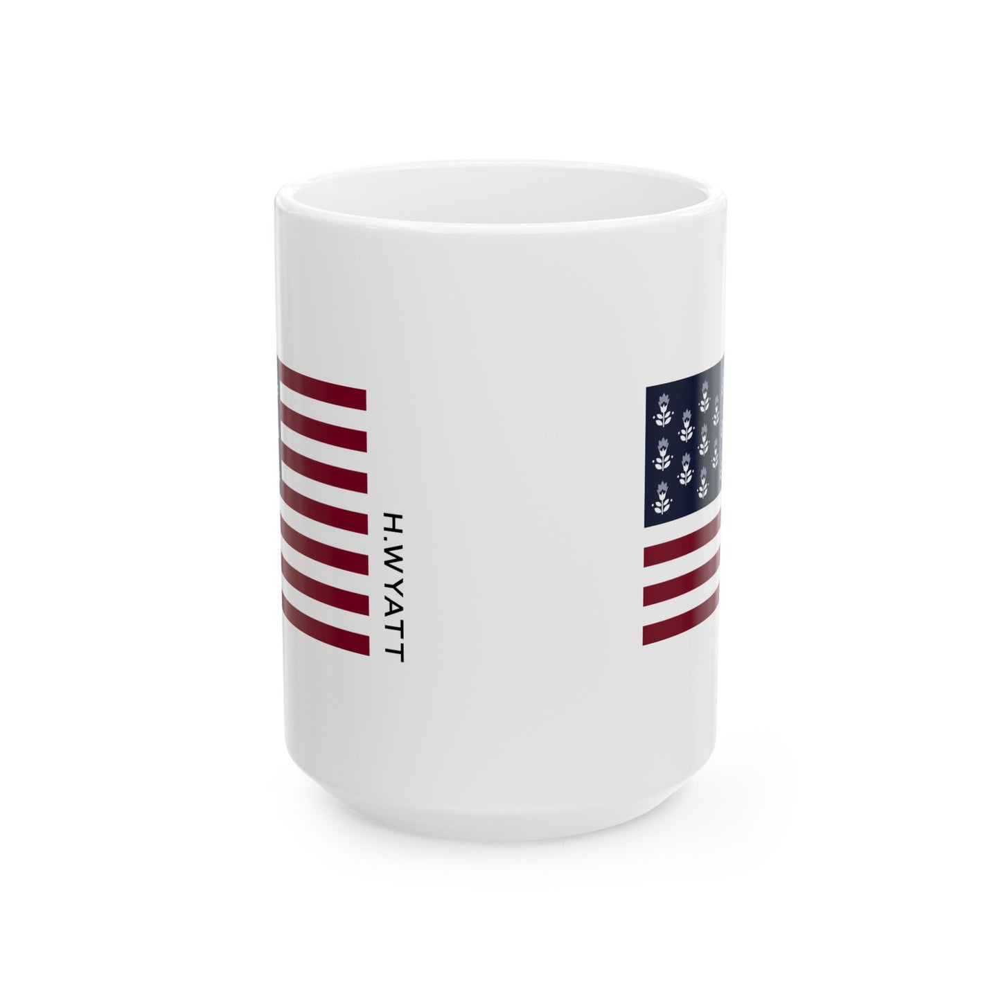 Personalized American Flag Ceramic Mug - Customizable 11oz & 15oz