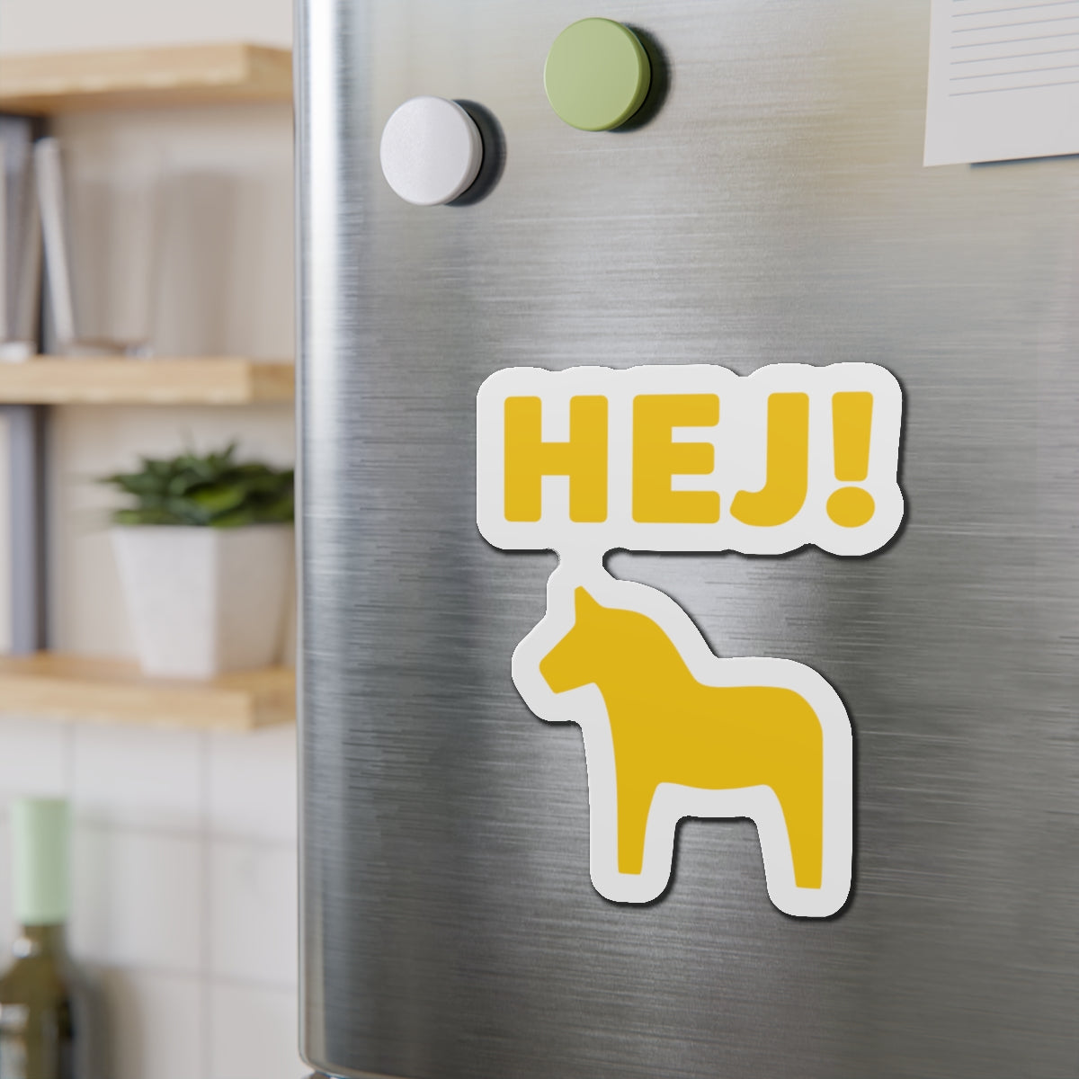 HEJ! Yellow Die-Cut Magnets