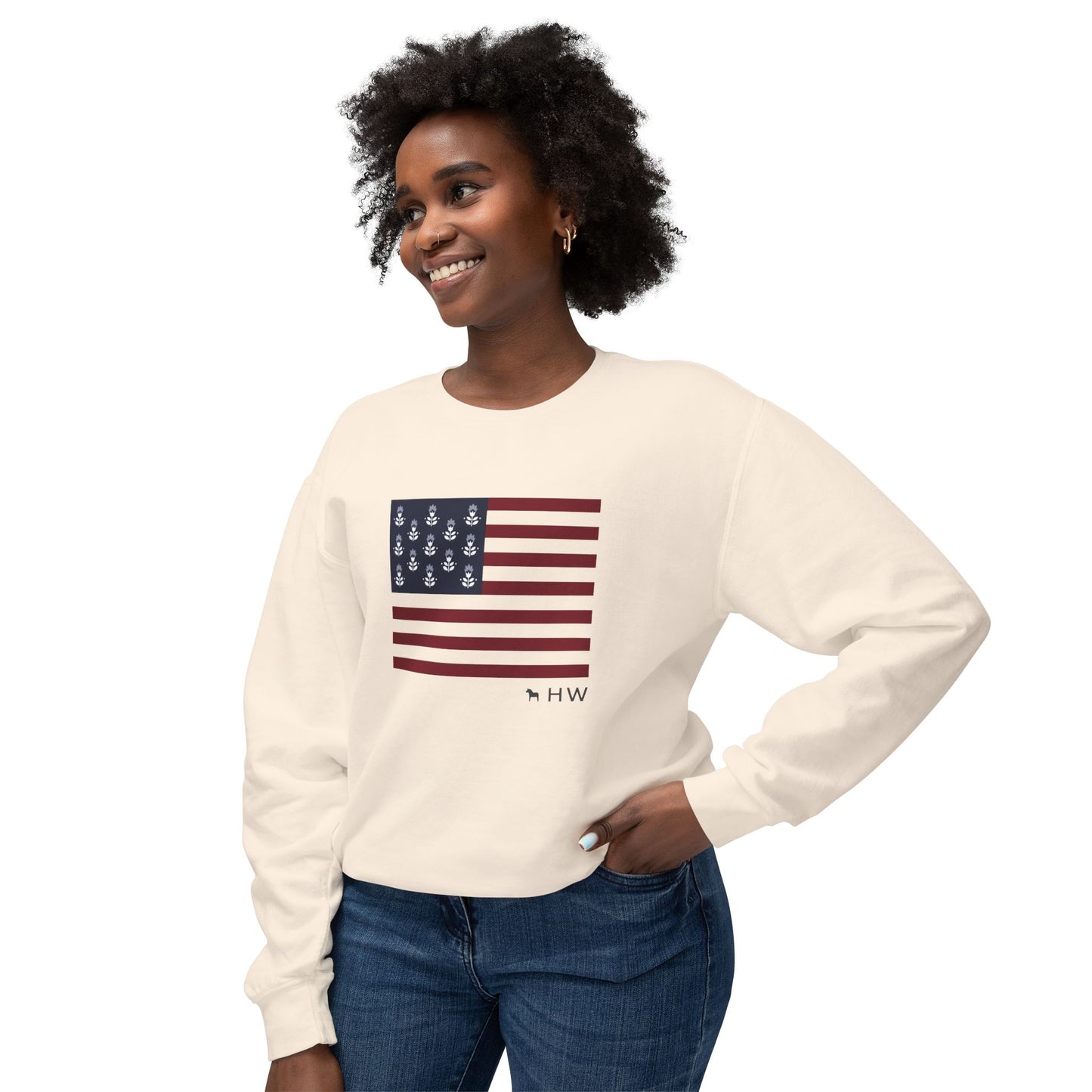 Flag Lightweight Sweatshirt for Memorial Day and 4th of July
