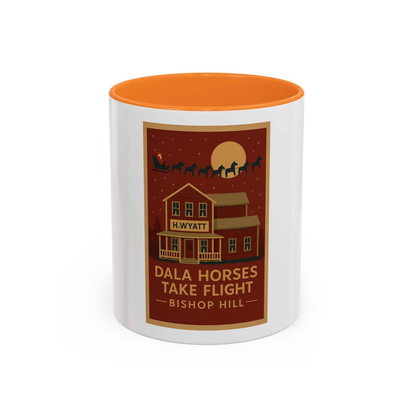 Dala Horses Take Flight Mug — Vintage Western Poster Coffee Cup (11oz/15oz)