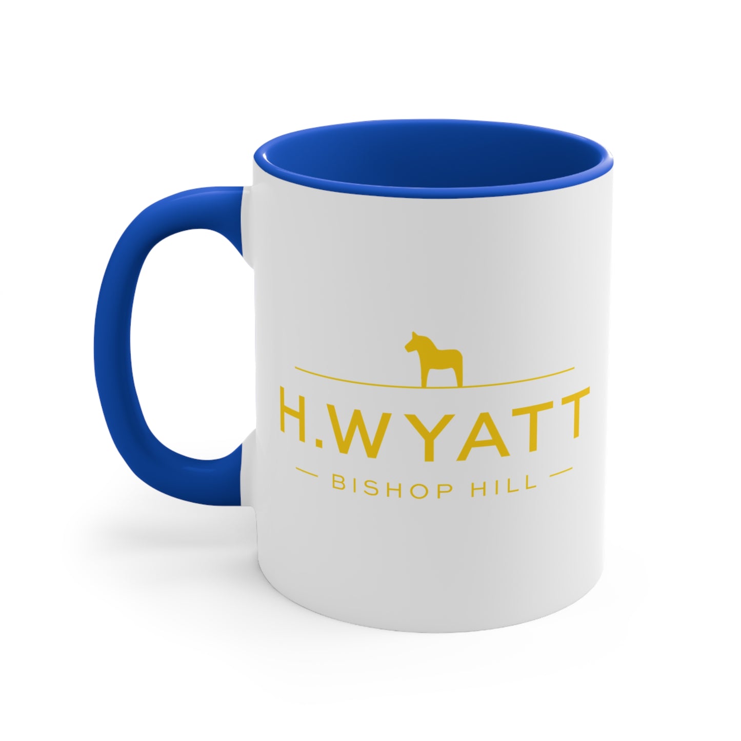 H. Wyatt MUG on BLUE Colorful Accent Mugs, 11oz