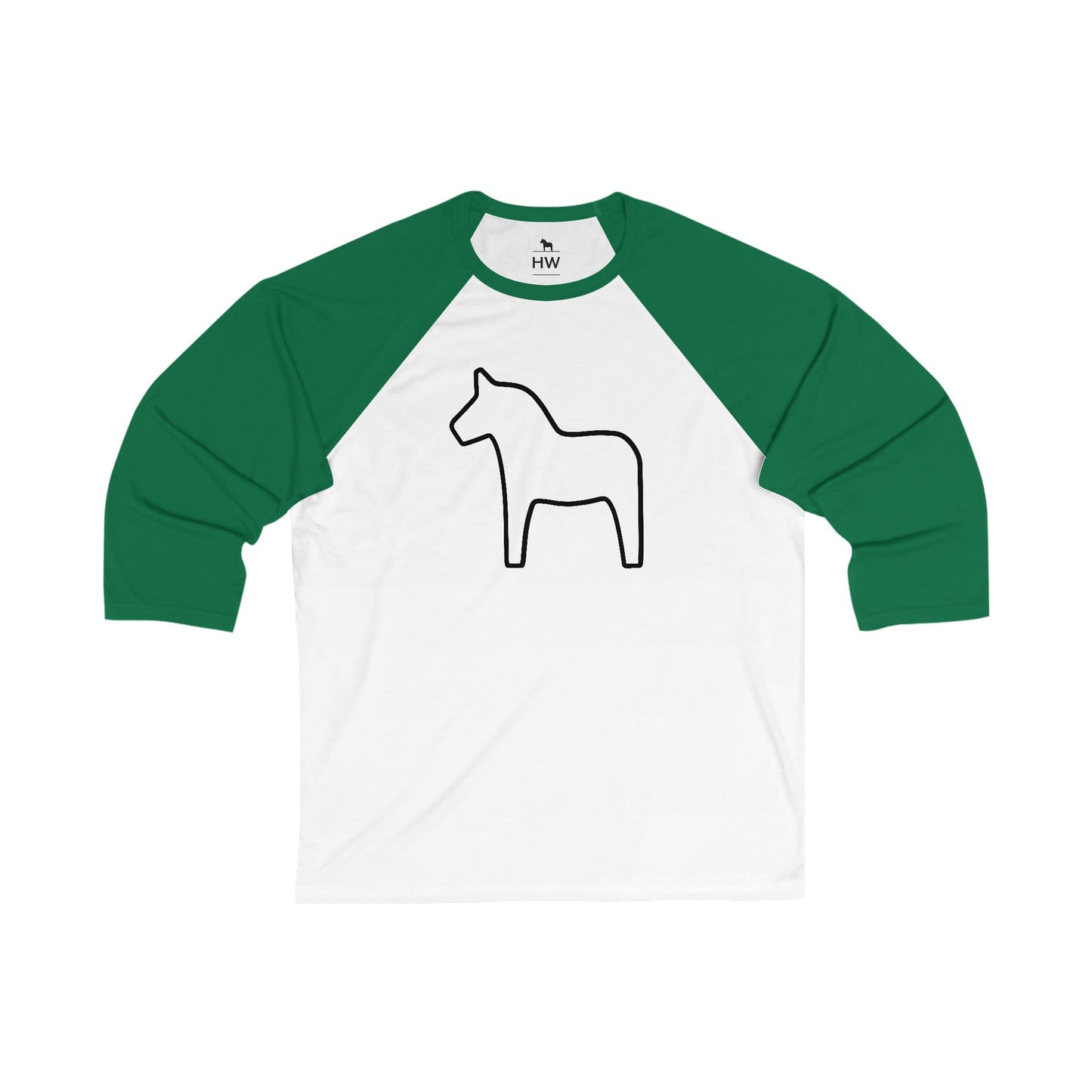 DALA HORSE Unisex 3\4 Sleeve Baseball Tee