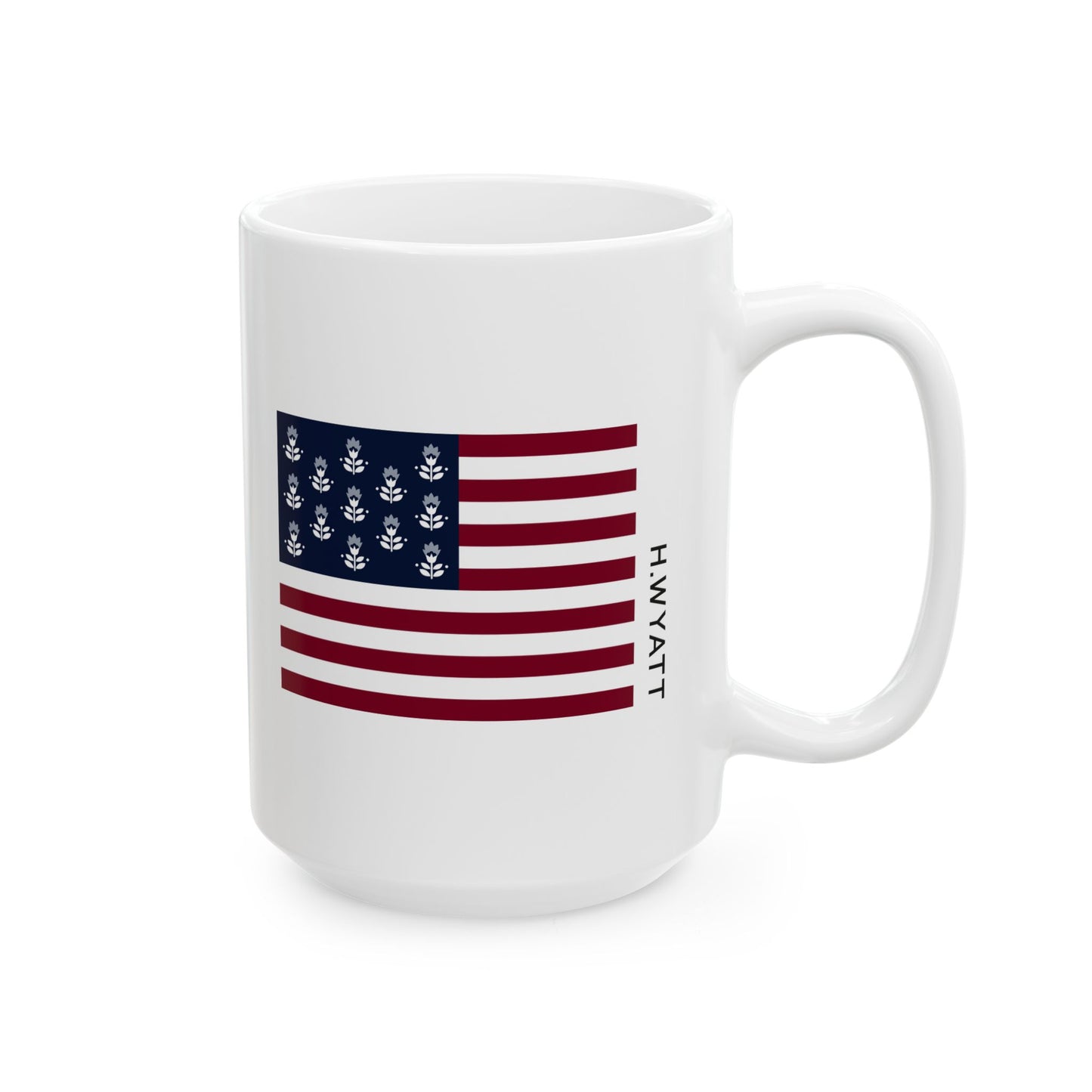 Personalized American Flag Ceramic Mug - Customizable 11oz & 15oz