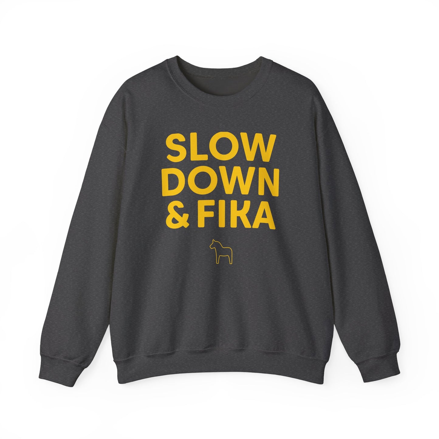 SLOW DOWN & FIKA Horse Unisex Heavy Blend™ Crewneck Sweatshirt