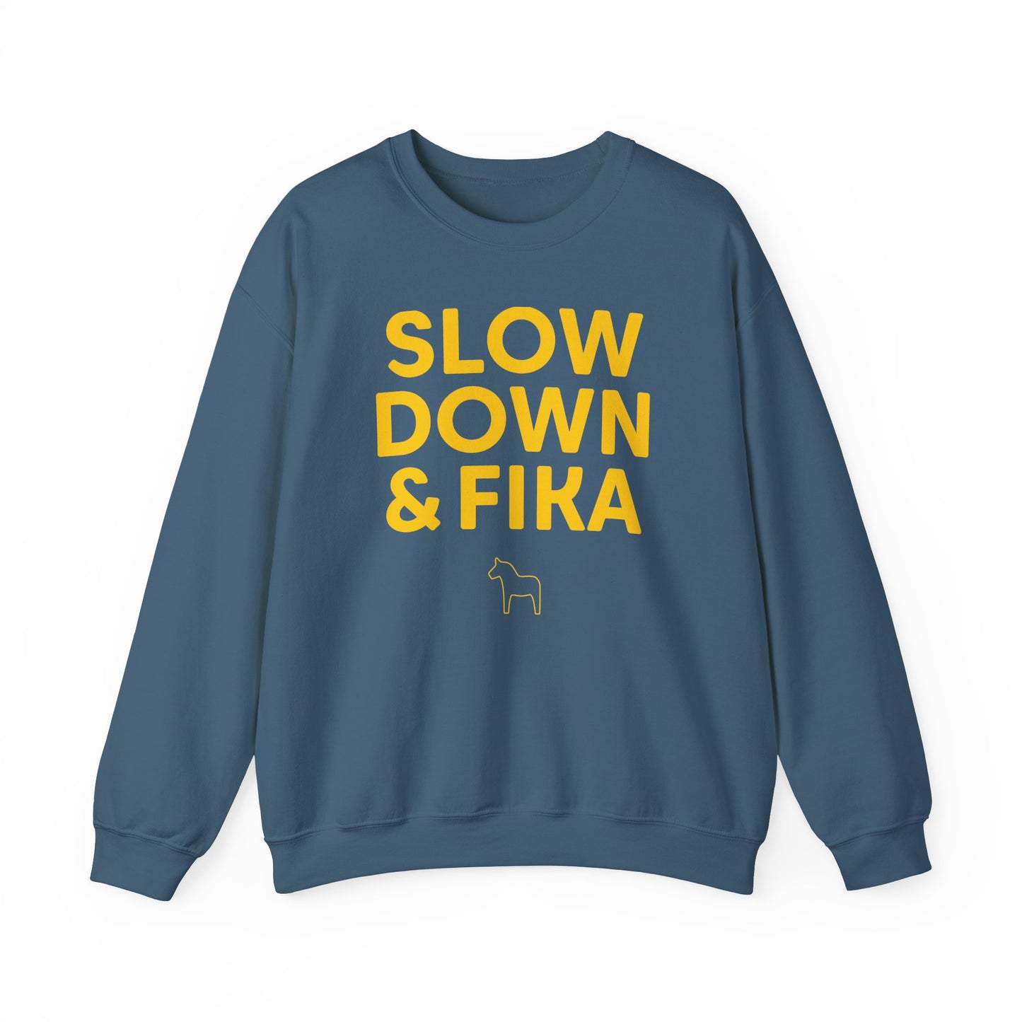 SLOW DOWN & FIKA Horse Unisex Heavy Blend™ Crewneck Sweatshirt