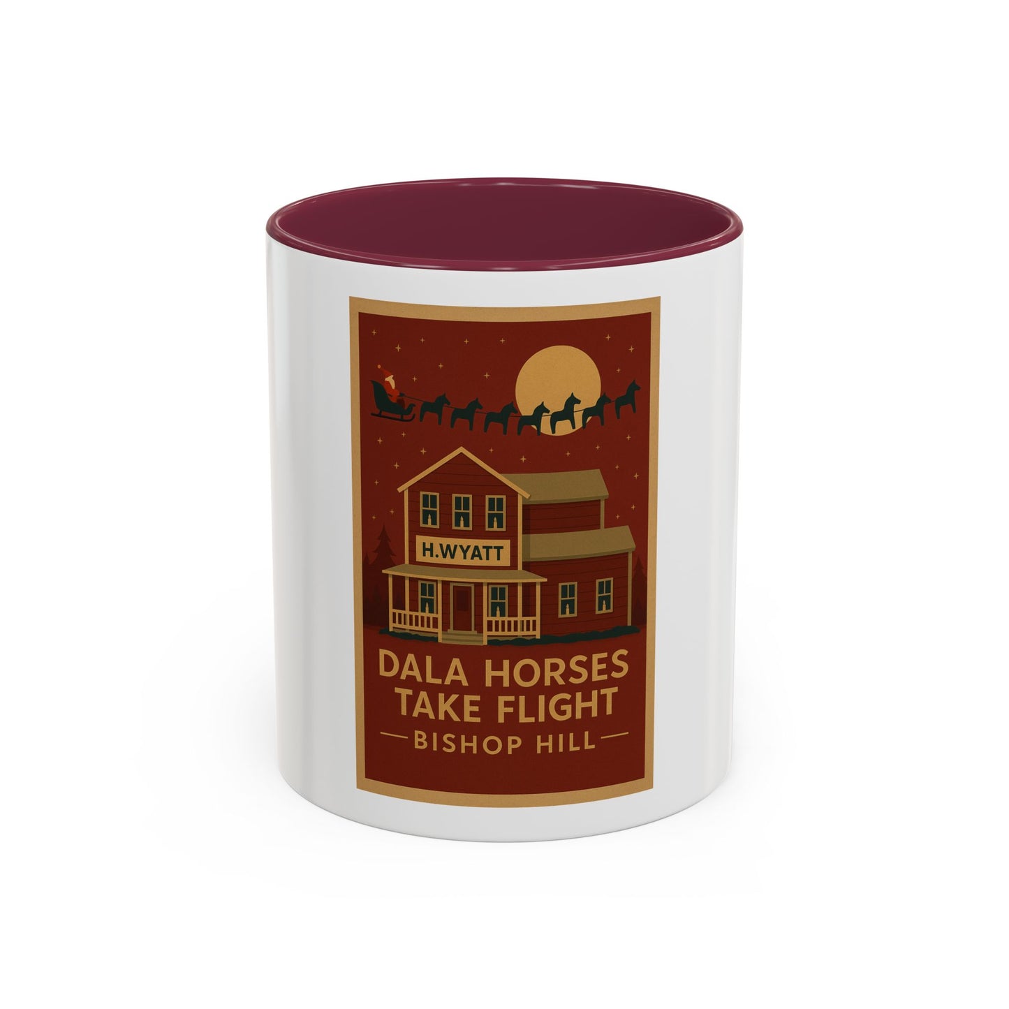 Dala Horses Take Flight Mug — Vintage Western Poster Coffee Cup (11oz/15oz)