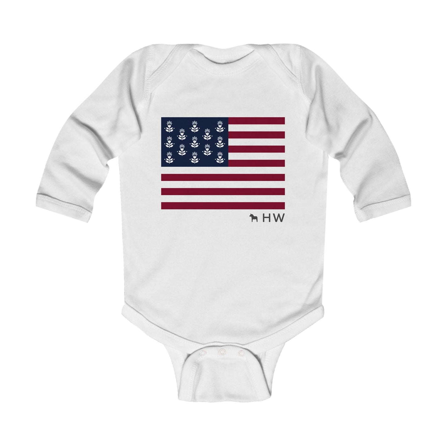 Nautical Infant Long Sleeve Bodysuit - USA Flag Design