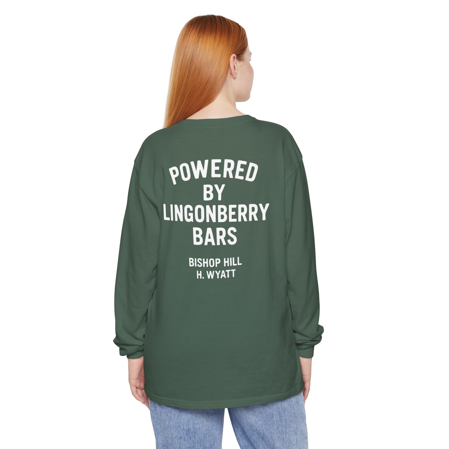Powered by Lingonberry Bars - Long Sleeve T‑Shirt