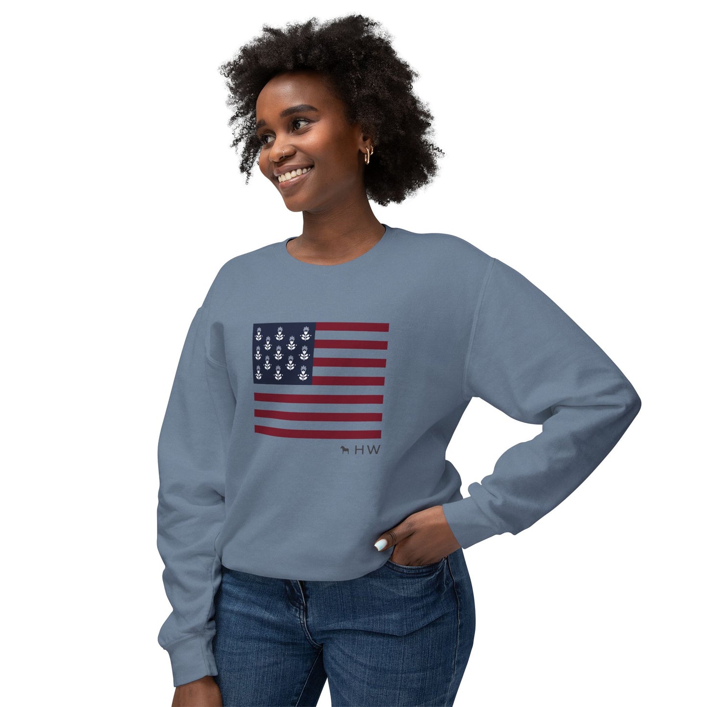 Flag Lightweight Sweatshirt for Memorial Day and 4th of July