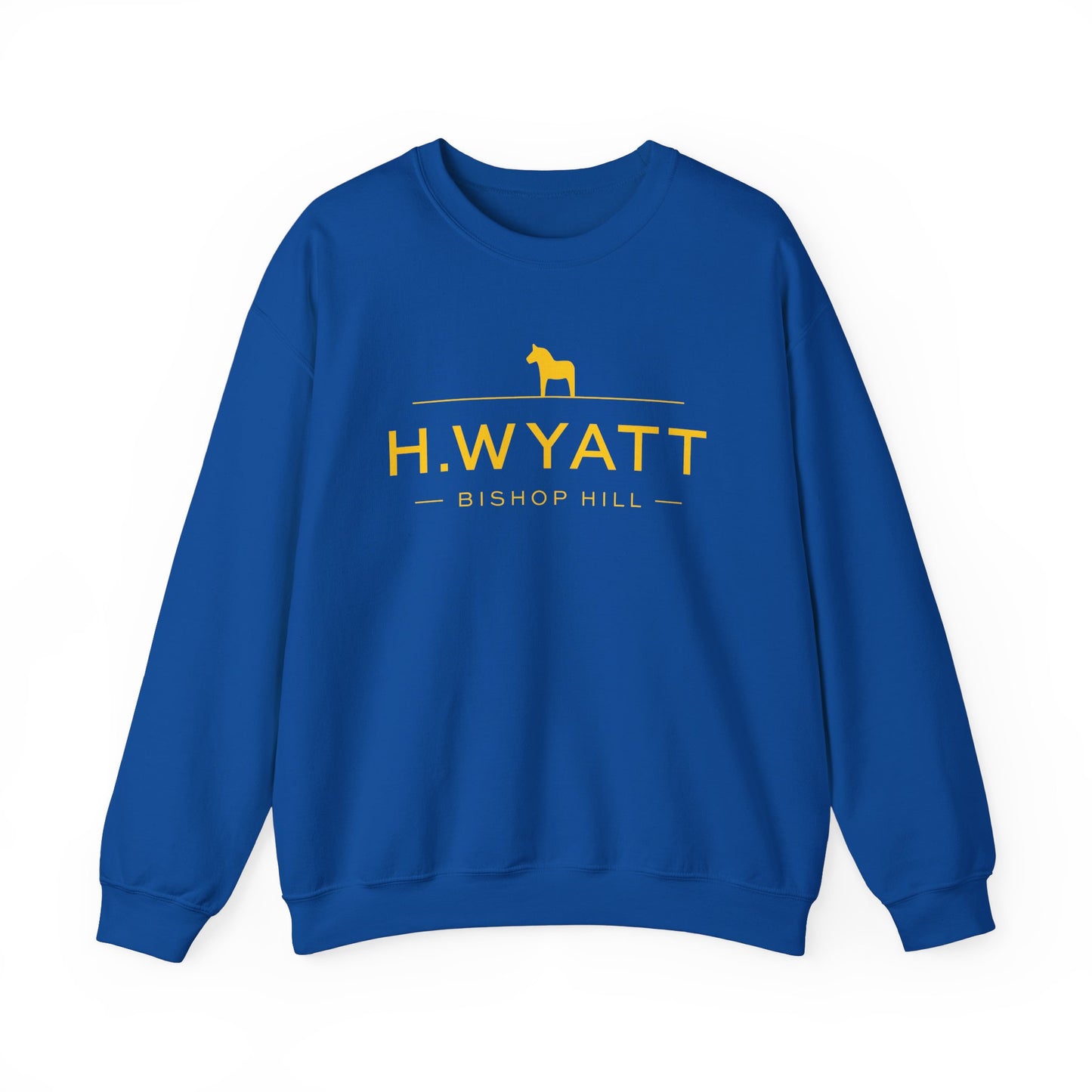 H. WYATT on Blue Unisex Heavy Blend™ Crewneck Sweatshirt