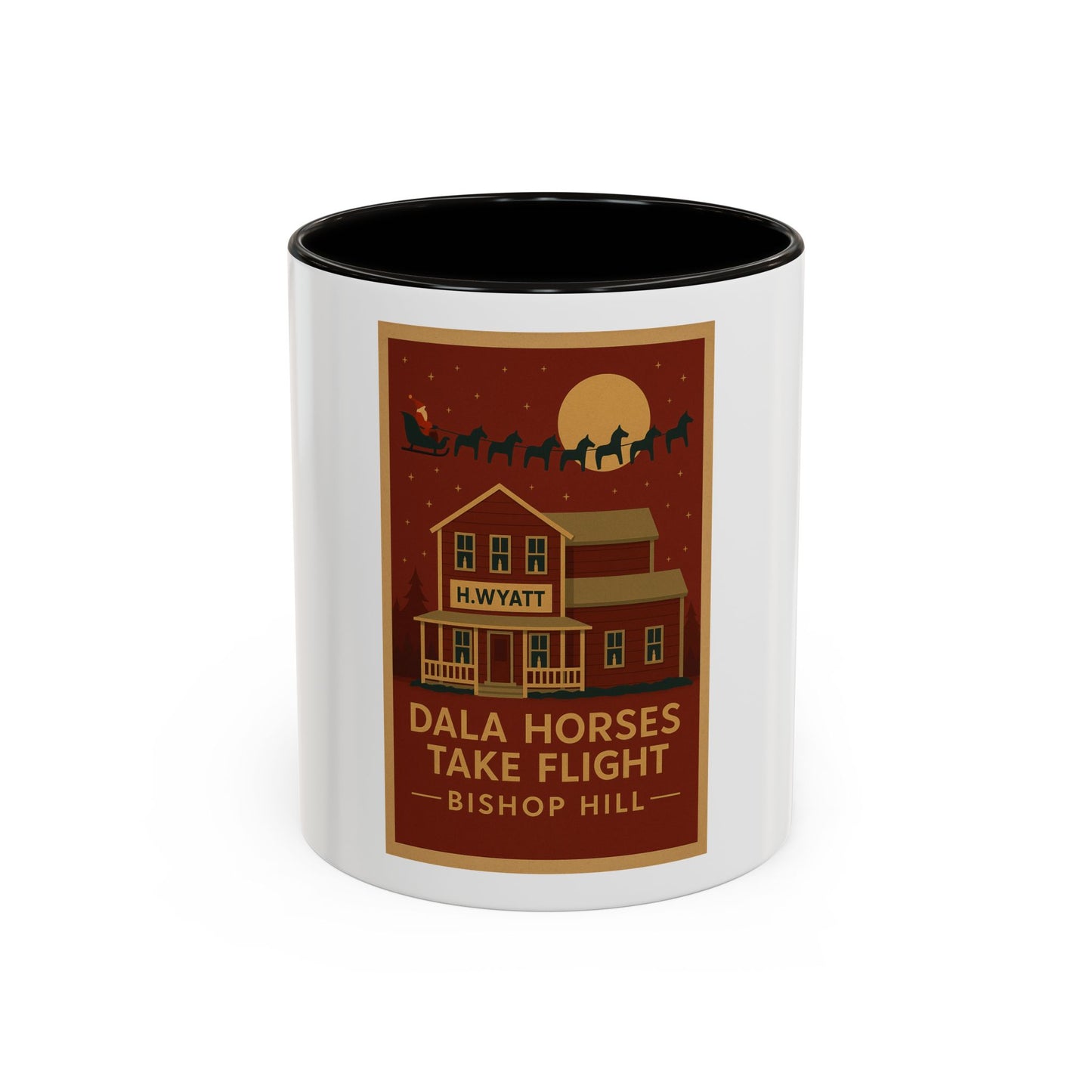 Dala Horses Take Flight Mug — Vintage Western Poster Coffee Cup (11oz/15oz)