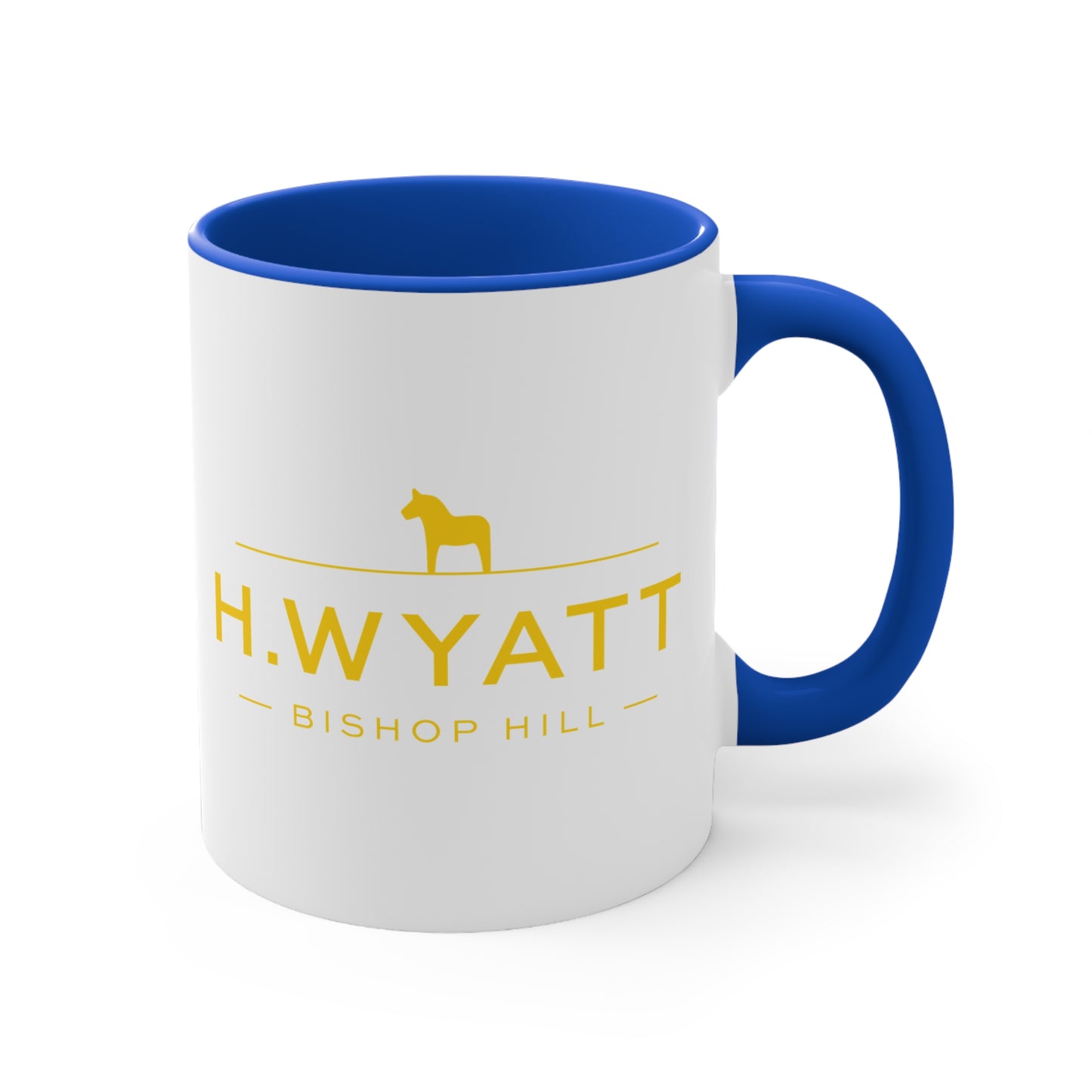H. Wyatt MUG on BLUE Colorful Accent Mugs, 11oz