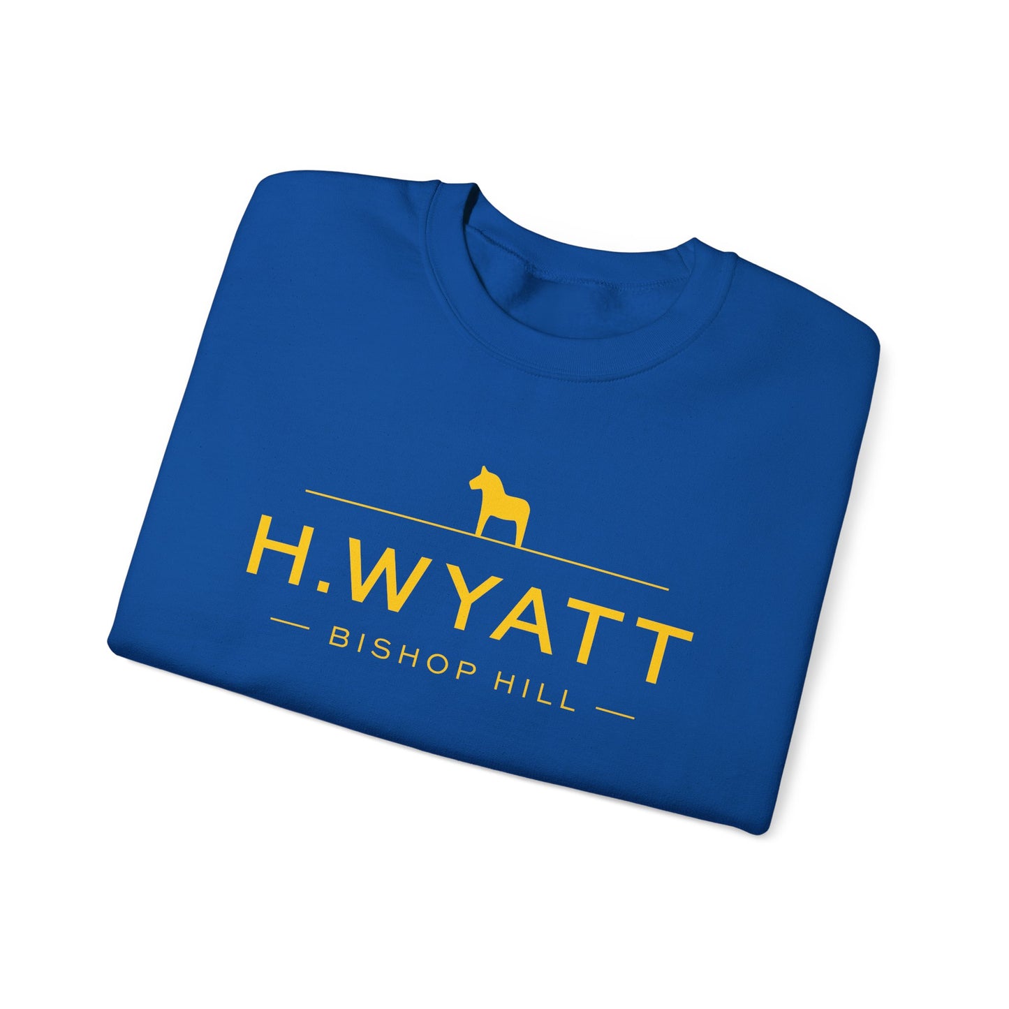 H. WYATT on Blue Unisex Heavy Blend™ Crewneck Sweatshirt