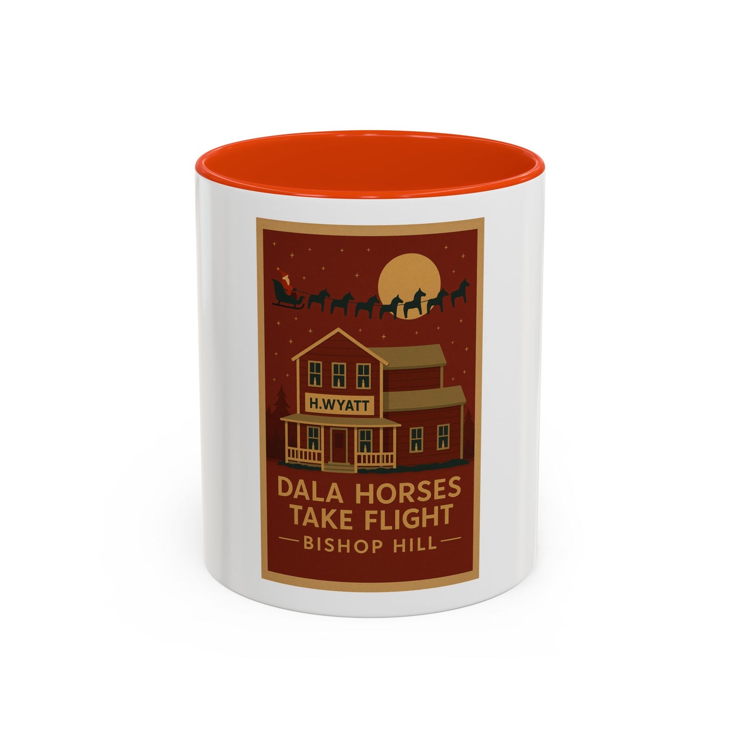 Dala Horses Take Flight Mug — Vintage Western Poster Coffee Cup (11oz/15oz)