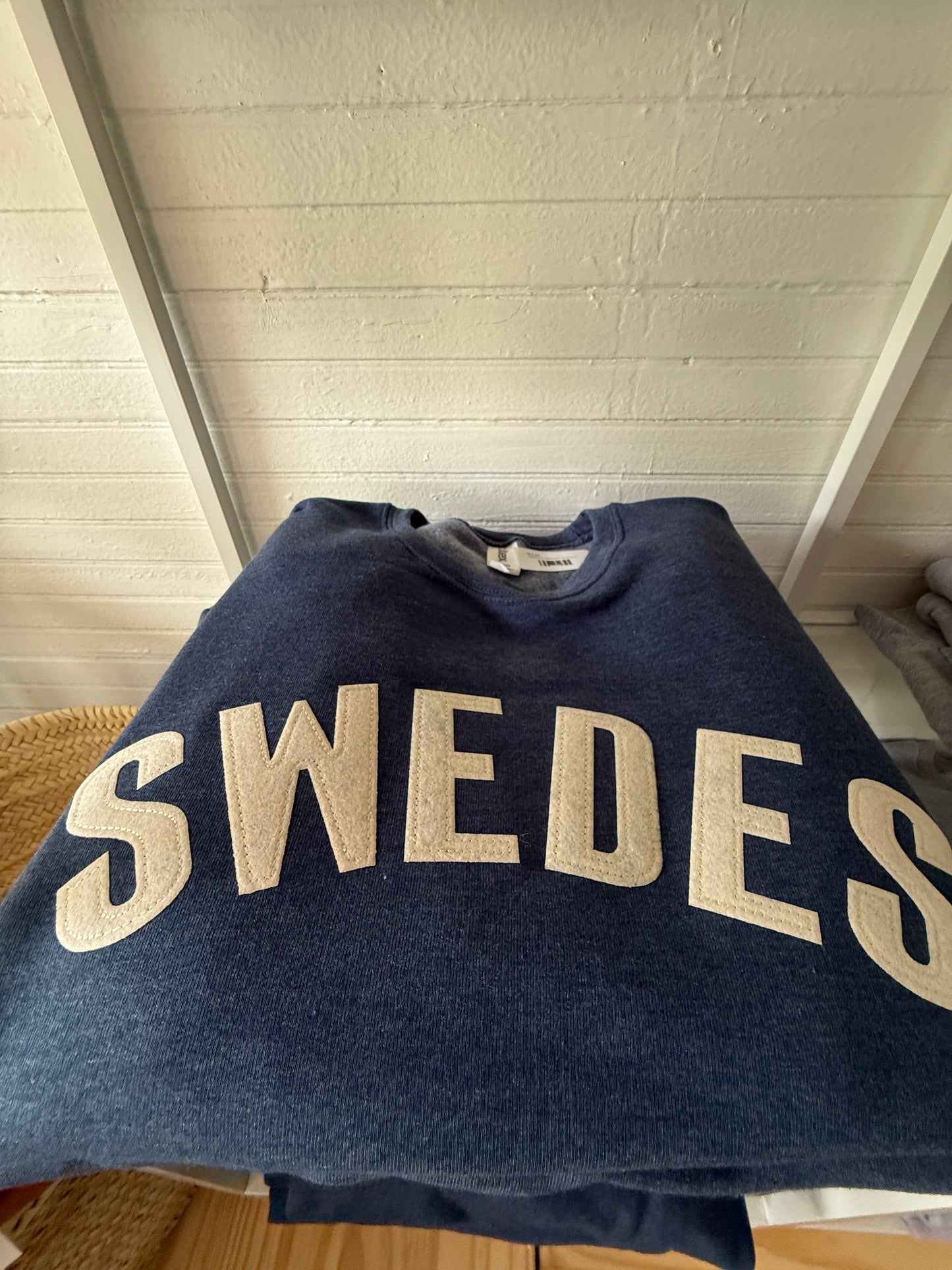 Letterman Crewneck Sweatshirt SWEDES; Heather Denim